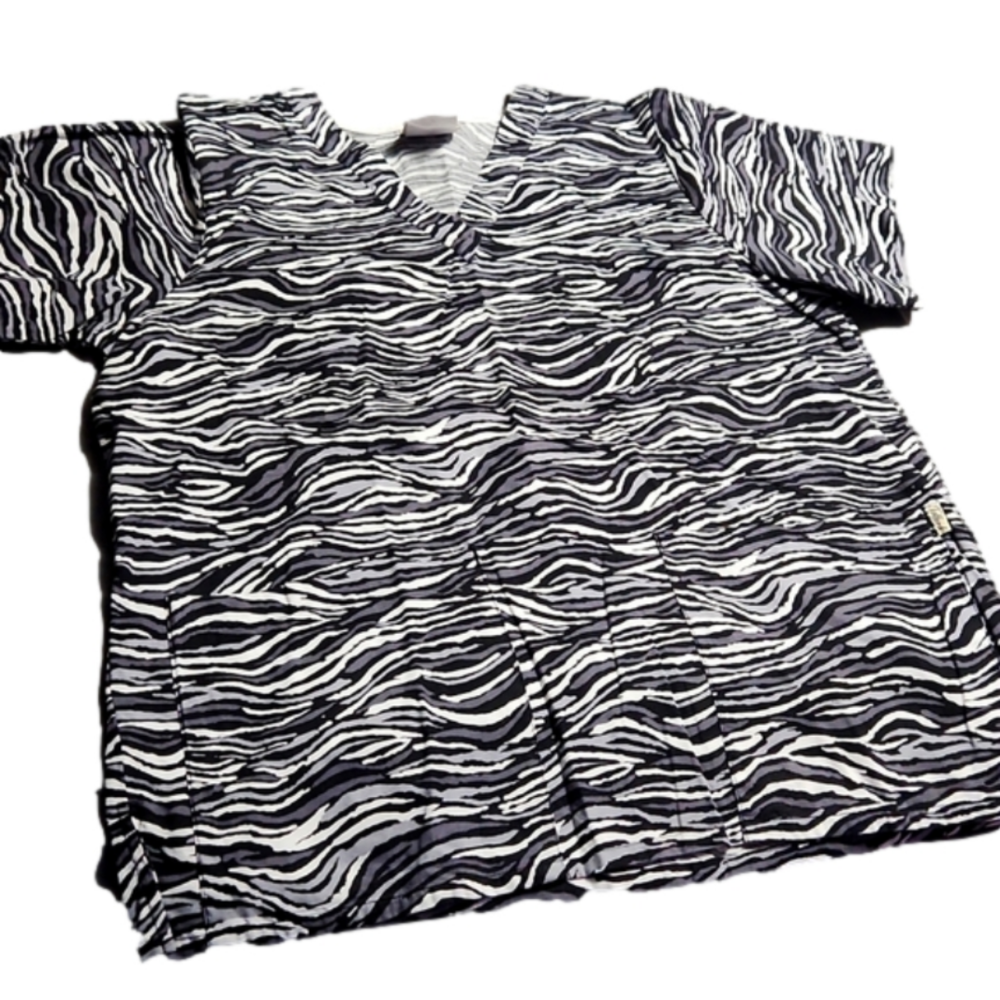 Zebra Print Scrub Top Medium